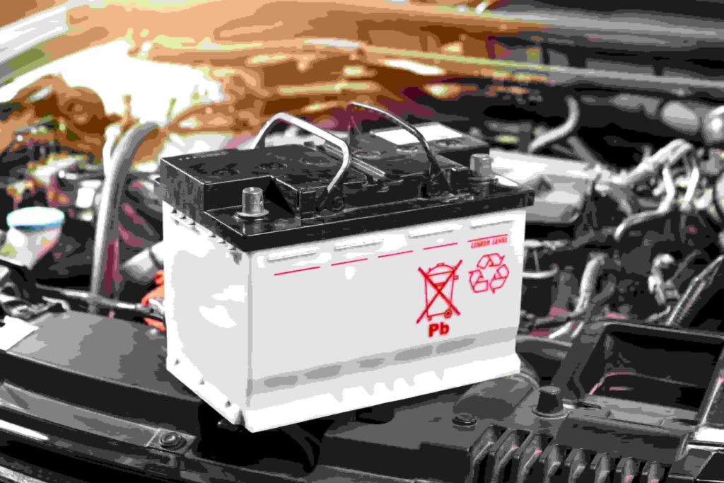 The car battery of the automobile electrical system in the engin