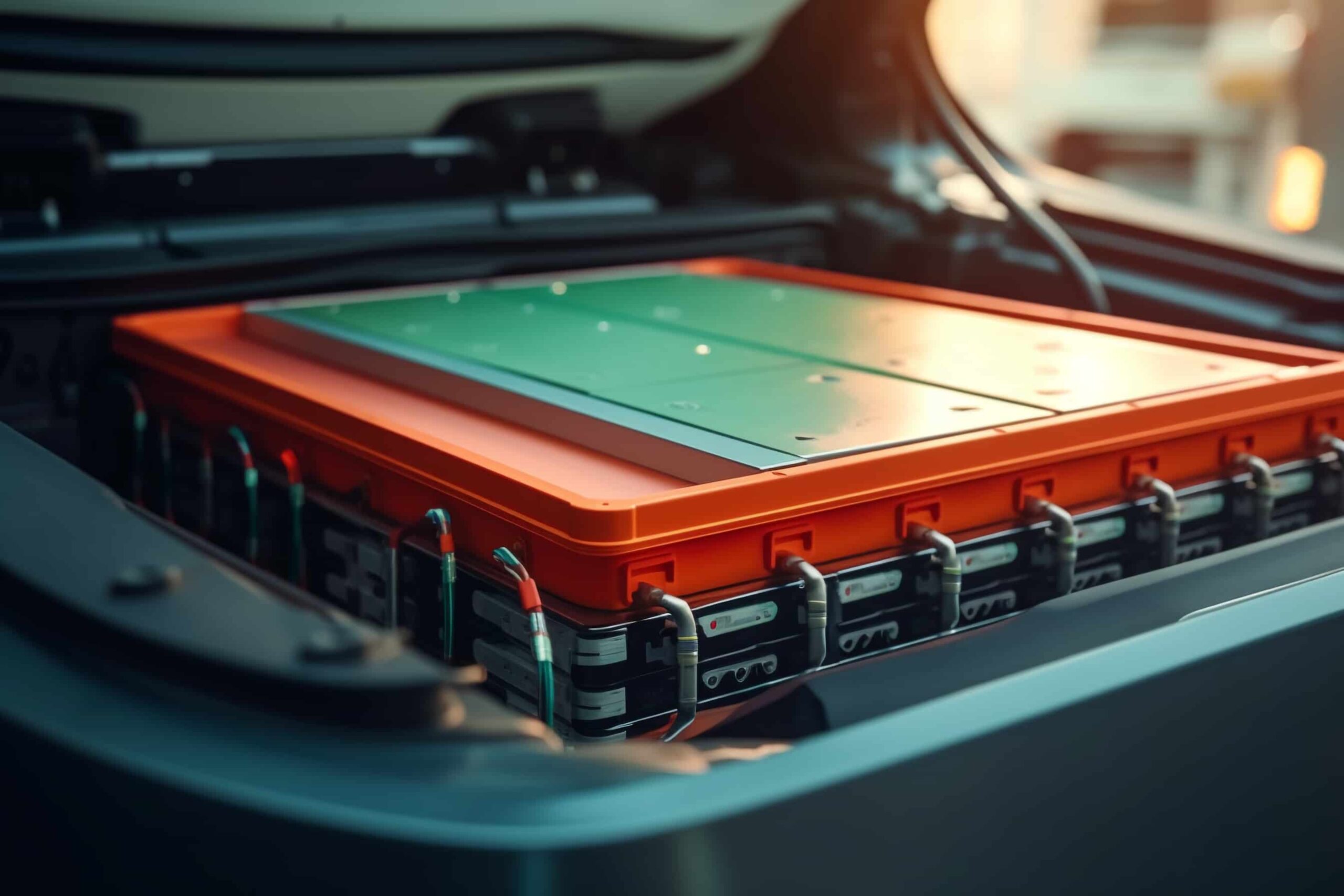 The lithium-ion battery storage system of the car